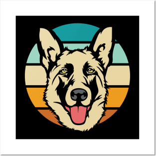 German Shepherd Retro Style Design Posters and Art